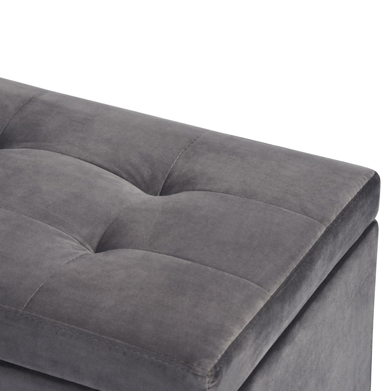 Latitude Run® Linen Storage Ottoman, Rectangular Ottoman Bench, Beige Wayfair